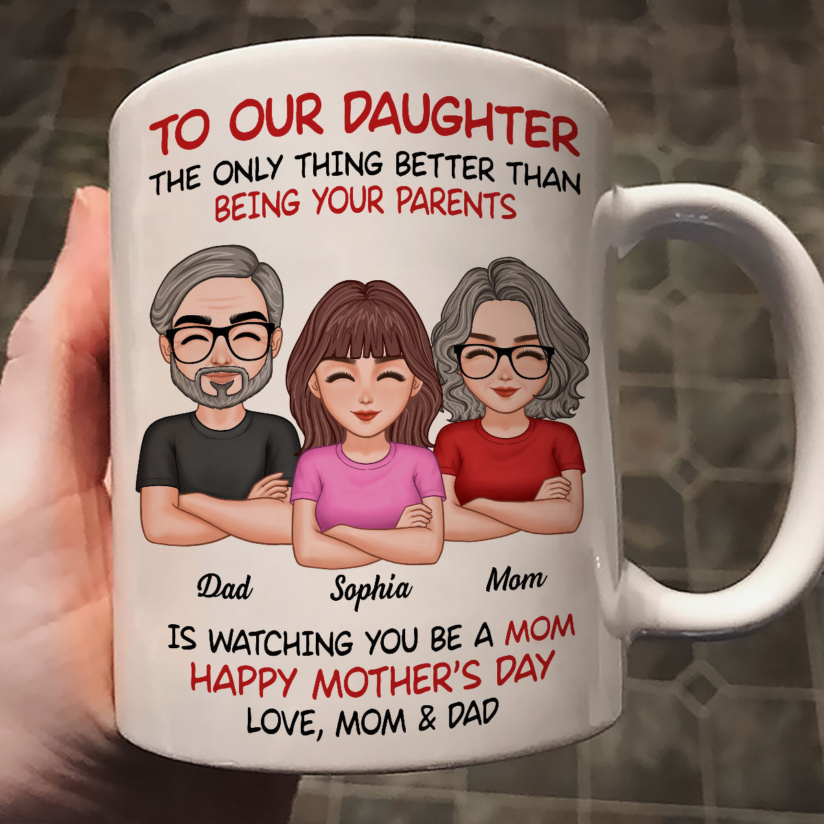 To Our Daughter From Parents Happy Mother‘s Day Personalized Mug