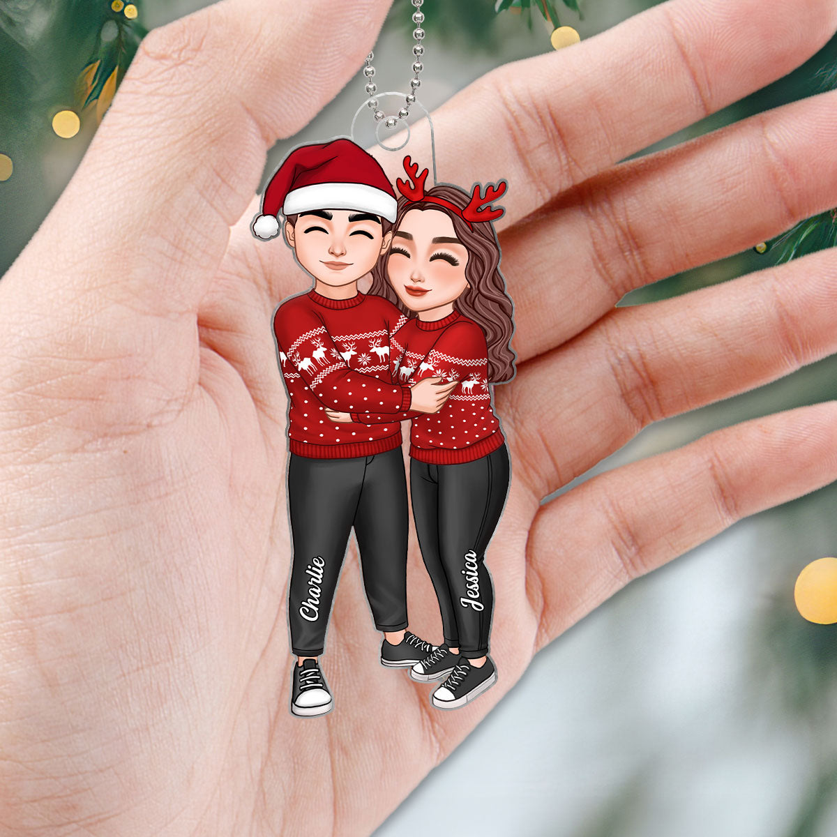 Couple Hugging Christmas Gift For Her Gift For Her Anniversary Keepsake Personalized Acrylic Ornament