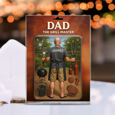 3D Effect Grilling Dad Custom Figure Personalized Flat Rectangle Acrylic Block, Gift For Dad