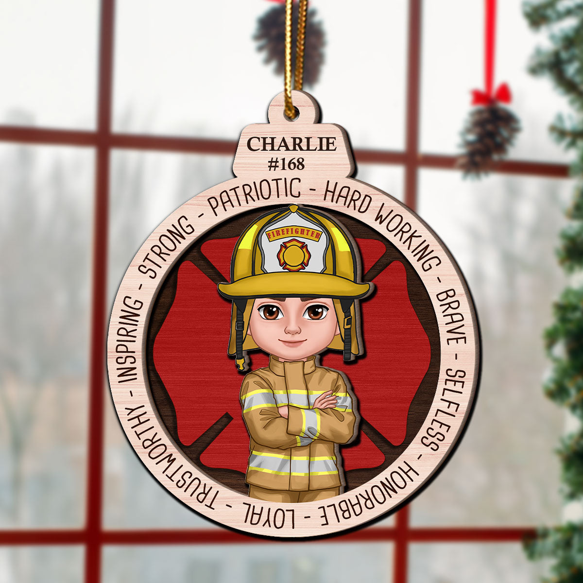 Proud Occupation Appreciation Gift For Police Firefighter Nurse Personalized 2-Layer Wooden Ornament