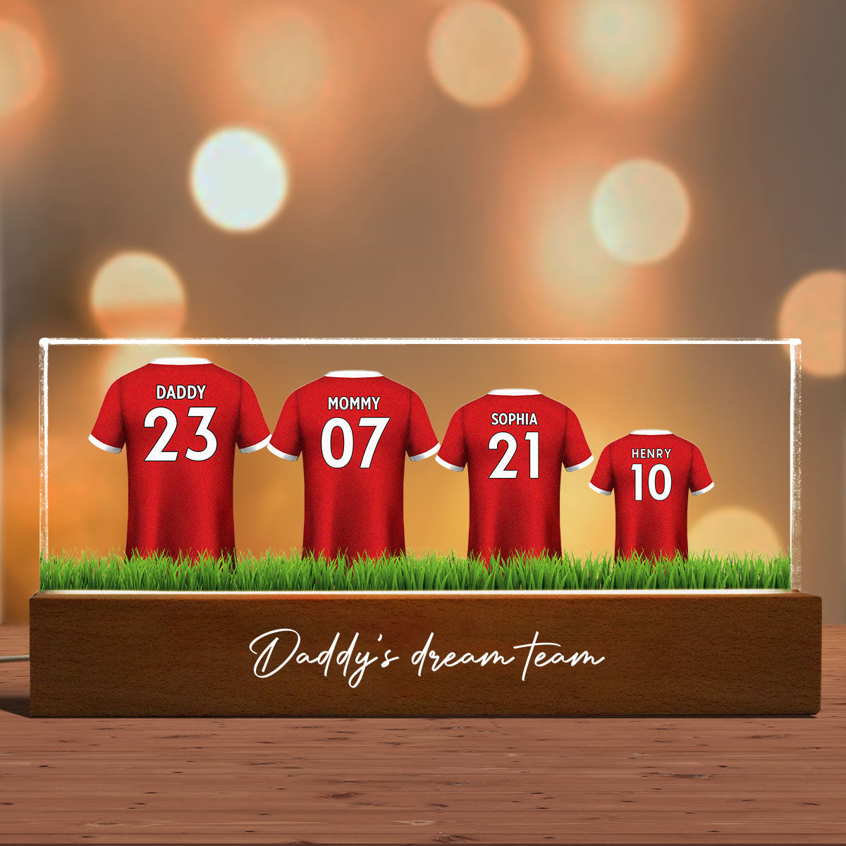 Daddy's Team Soccer Shirt Personalized Acrylic Block LED Night Light