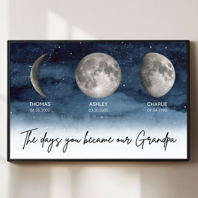 Starry Night Custom Birth Moon Phase The Days You Became Our Grandpa Personalized Poster