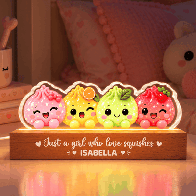 Just A Girl Who Loves Squishies Cute Dumplings - Personalized Acrylic Block LED Night Light - Christmas Gift For Girl, Granddaughter, Daughter
