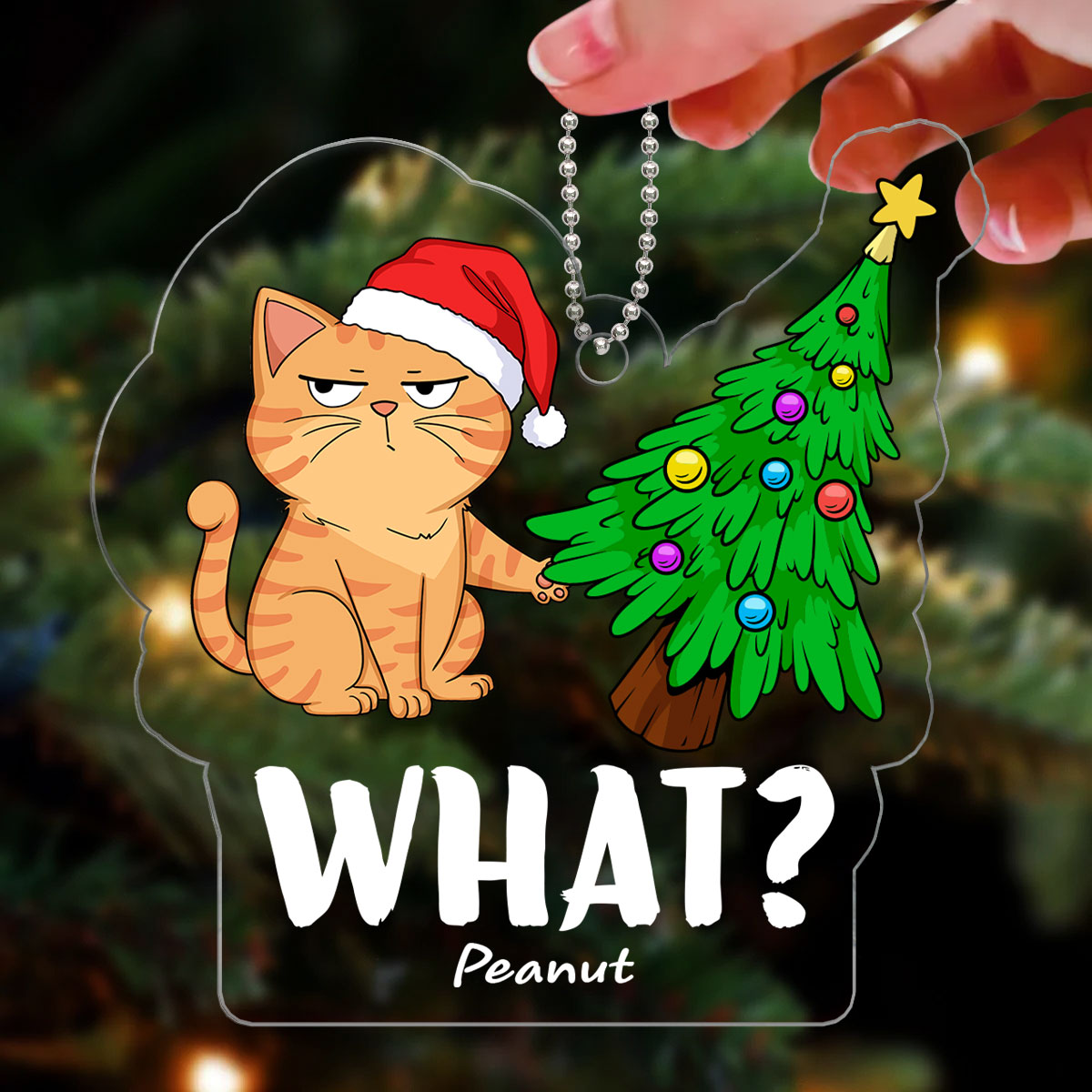 What Cats Funny Expressions Christmas Personalized Acrylic Ornament