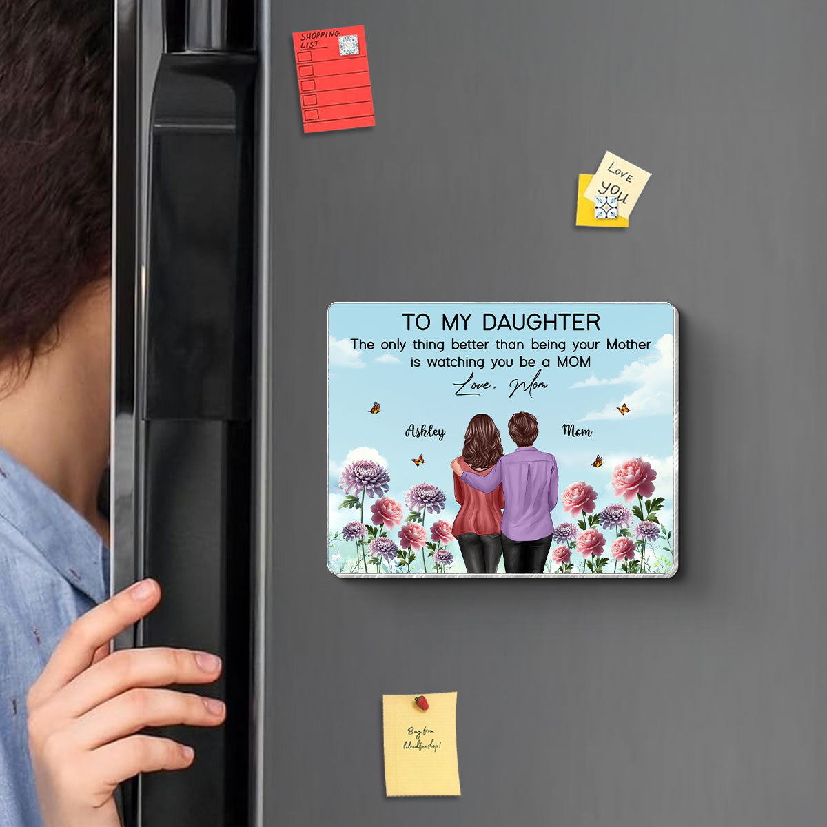 To My Daughter From Mom Happy Mother's Day Birth Flower Personalized Acrylic Fridge Magnet, Gift For Daughter