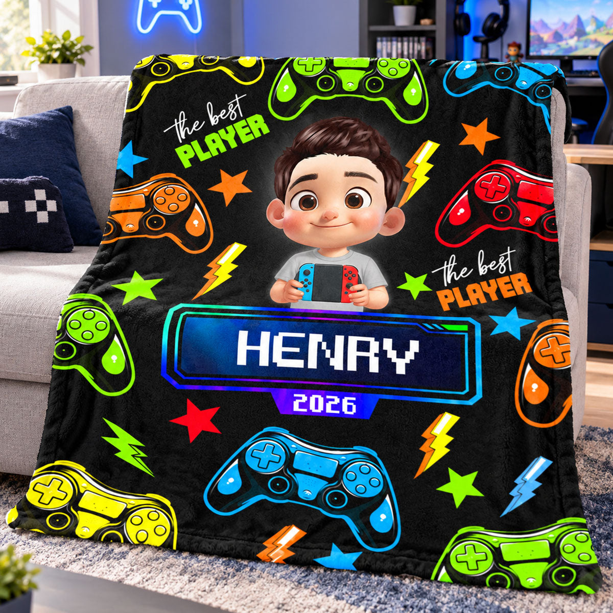 The Best Little Gamer Custom Name & Appearance - Personalized Fleece Blanket - Birthday Gift, Christmas Gift For Gamer Boys, Girls, Grandkids, Kids