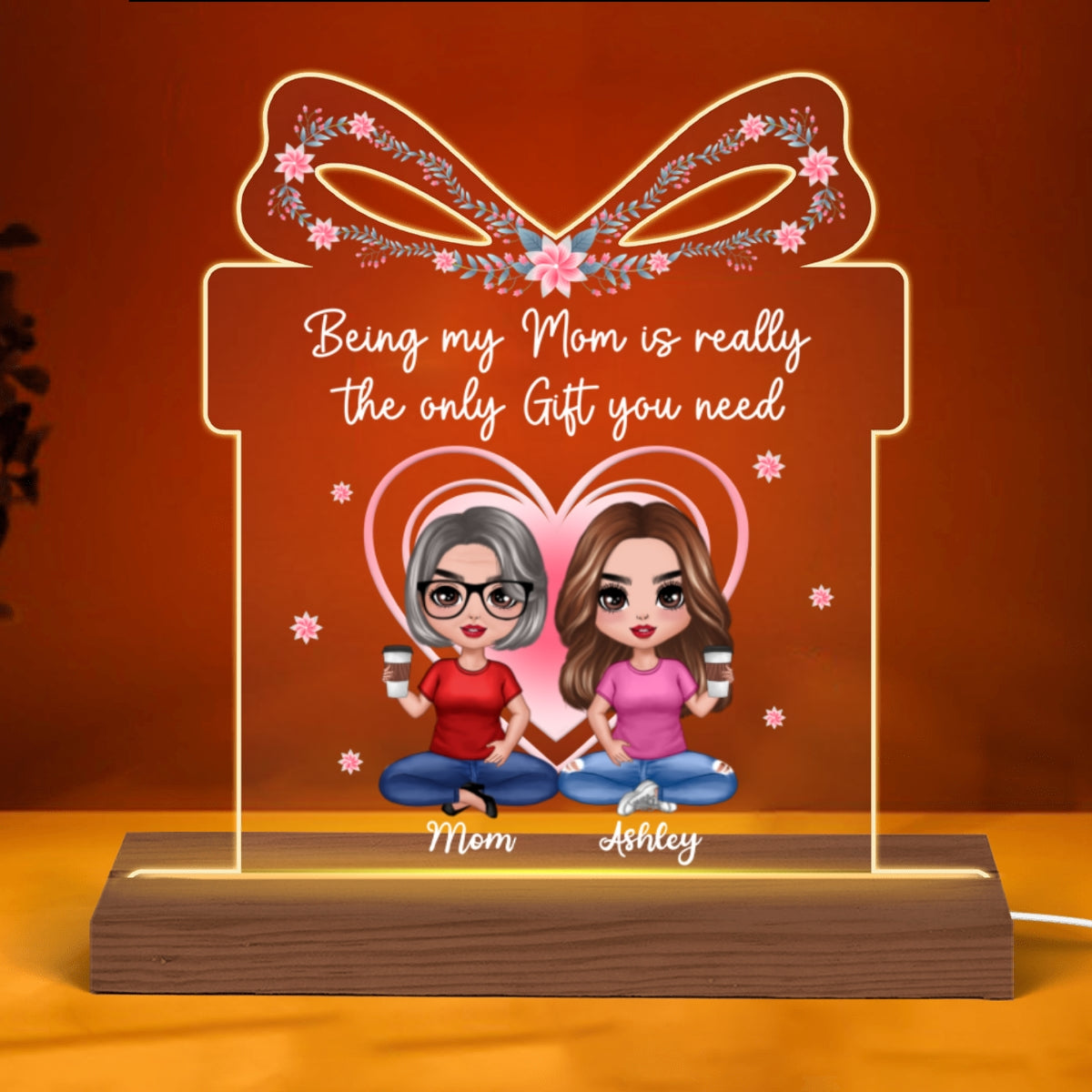 Doll Mother And Daughters Being Mom Only Gift You Need Gift For Mom Personalized Custom Shape LED Night Light
