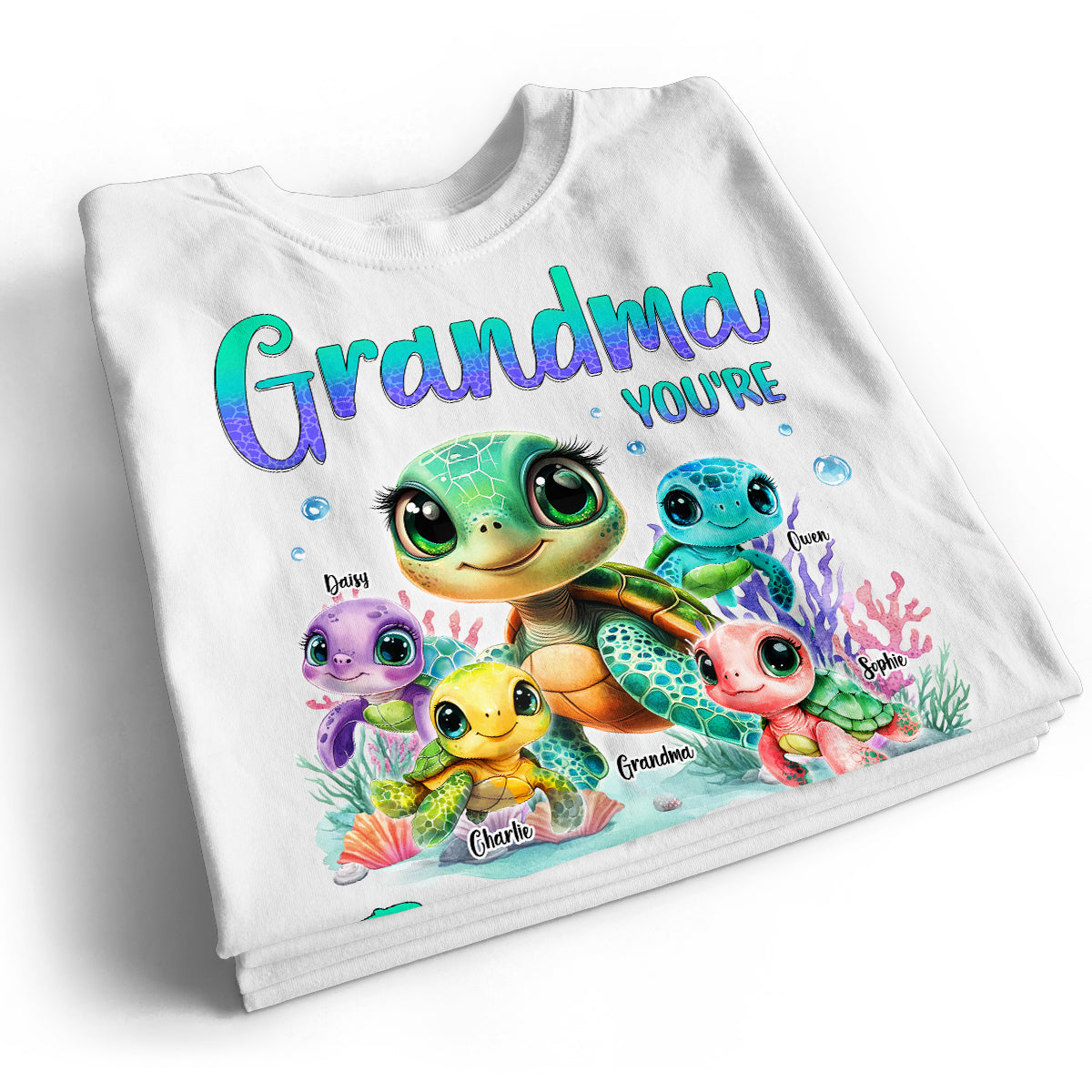 Grandma You're Turtley Awesome Personalized Shirt, Gift for Grandma