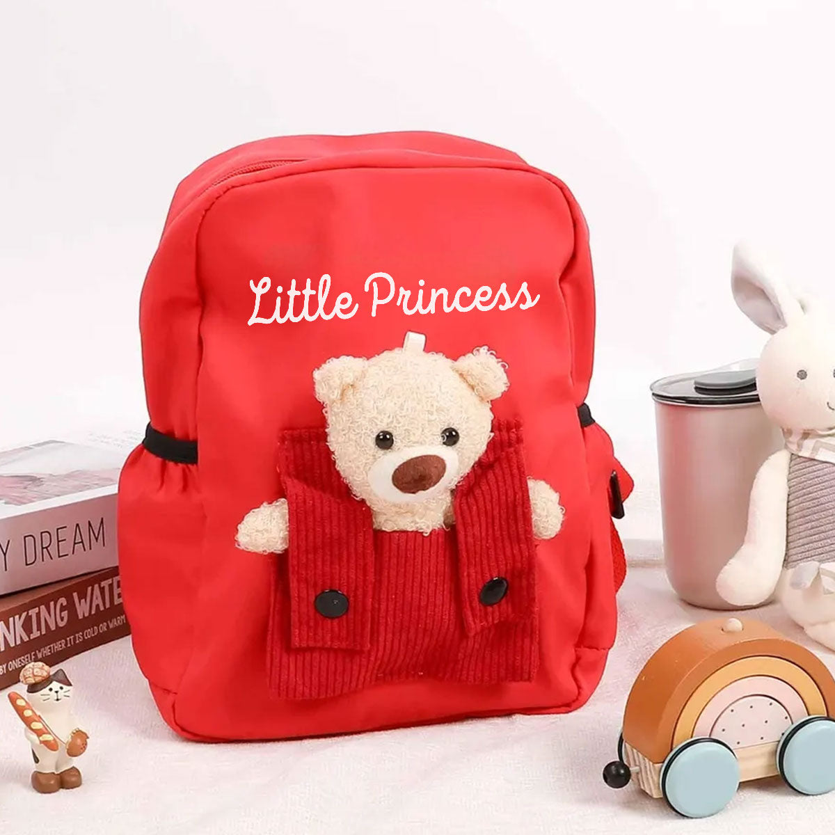 Cute Teddy Bear Nursery Backpack School Bag with Printed Kid’s Name, Back to School Gift for Kids