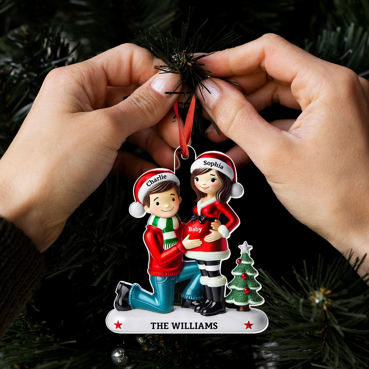 Pregnancy Ornament, Personalized We're Expecting Parents, Pregnant Christmas Ornament, Mom and Dad to Be Gift
