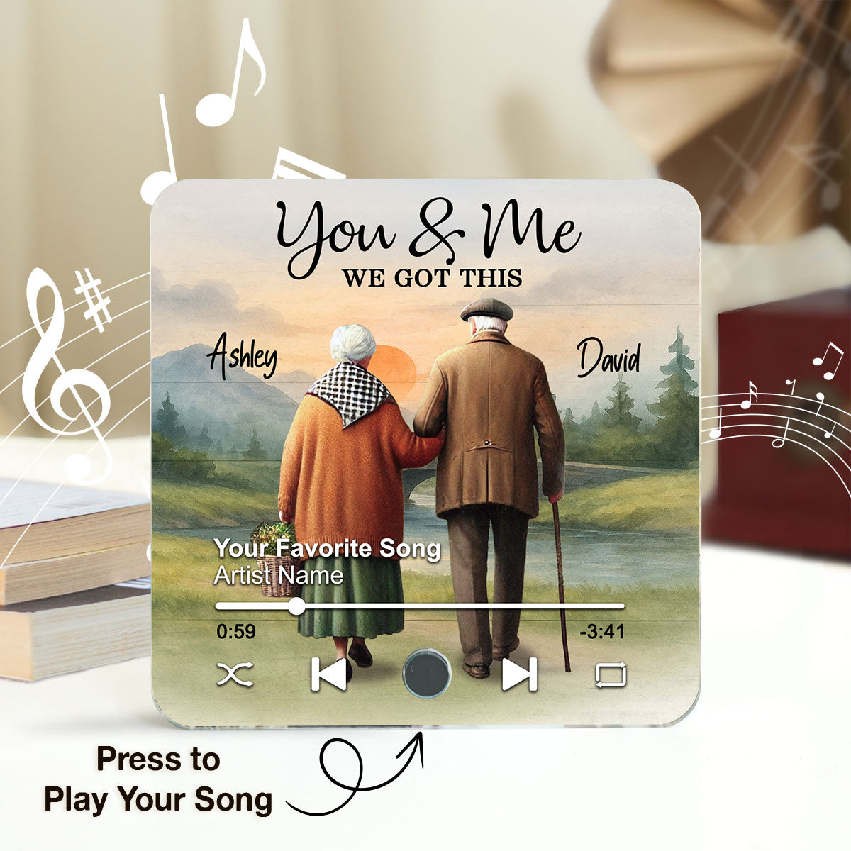 Eternal Love Couple Growing Old Together Mountain Landscape Personalized Music Fridge Magnet