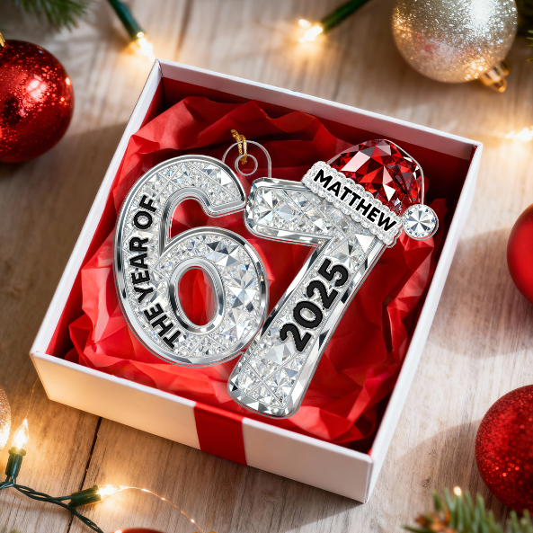 3D Shining Effect 67 Six Seven 2025 Slang Christmas - Personalized Acrylic Ornament - Funny Christmas Gift For Teen, Grandkid, Gen Alpha