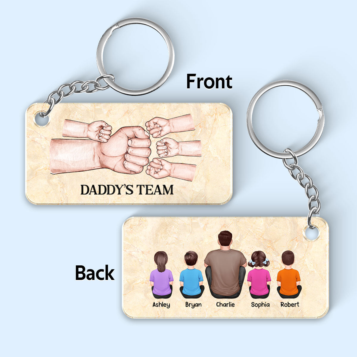 Dad Grandpa Man Kids Fist Bump Personalized Acrylic Keychain