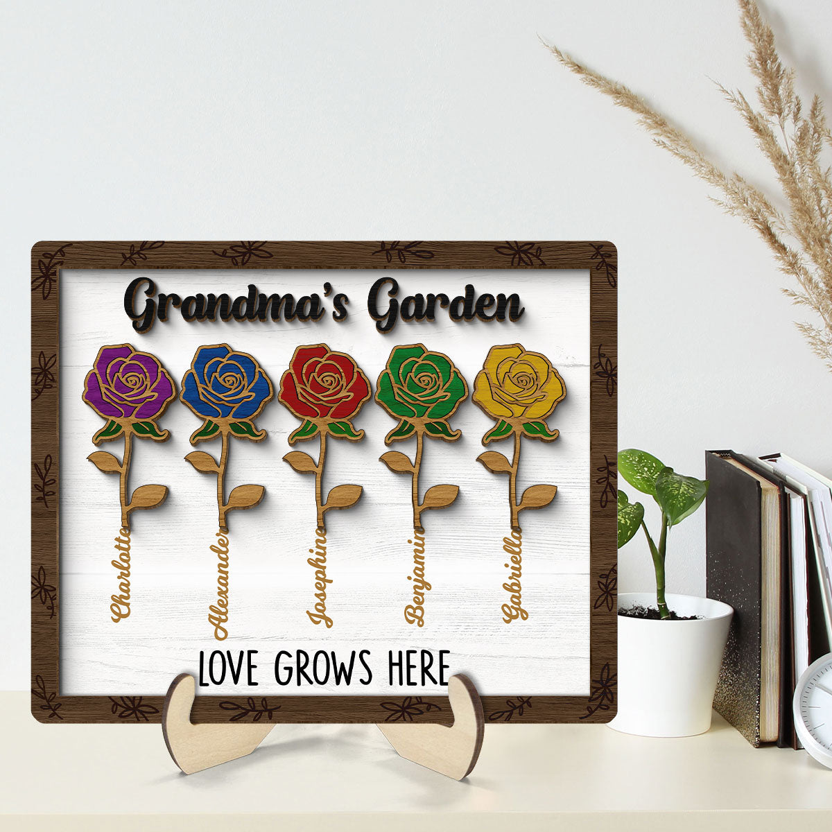 Grandma‘s Gardern Roses Personalized 2-layer Wooden Plaque
