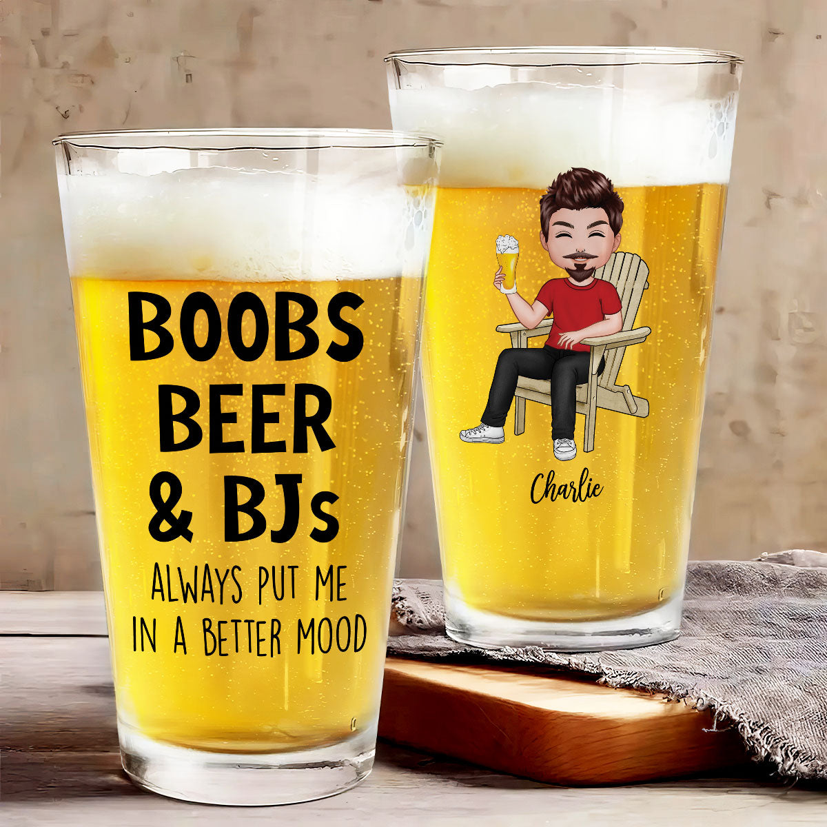 Boobs Beer Always Put Me In A Better Mood Funny Gift For Husband Personalized Beer Glass