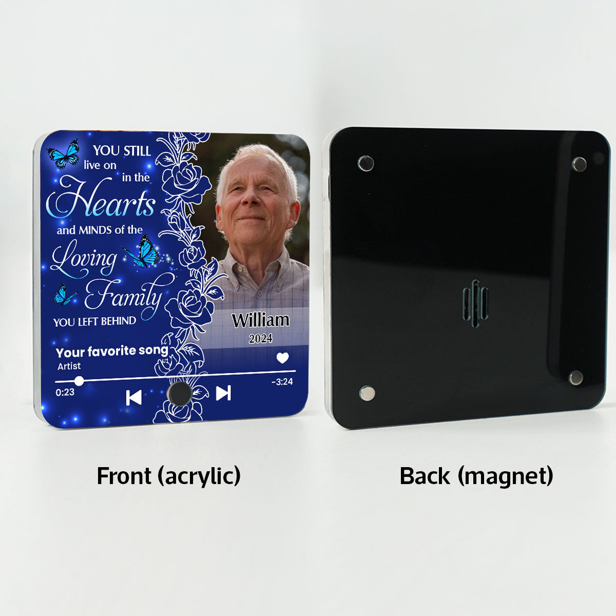 Live On In The Hearts And Minds Memorial Personalized Music Fridge Magnet, Sympathy Keepsake, Remembrance Gift
