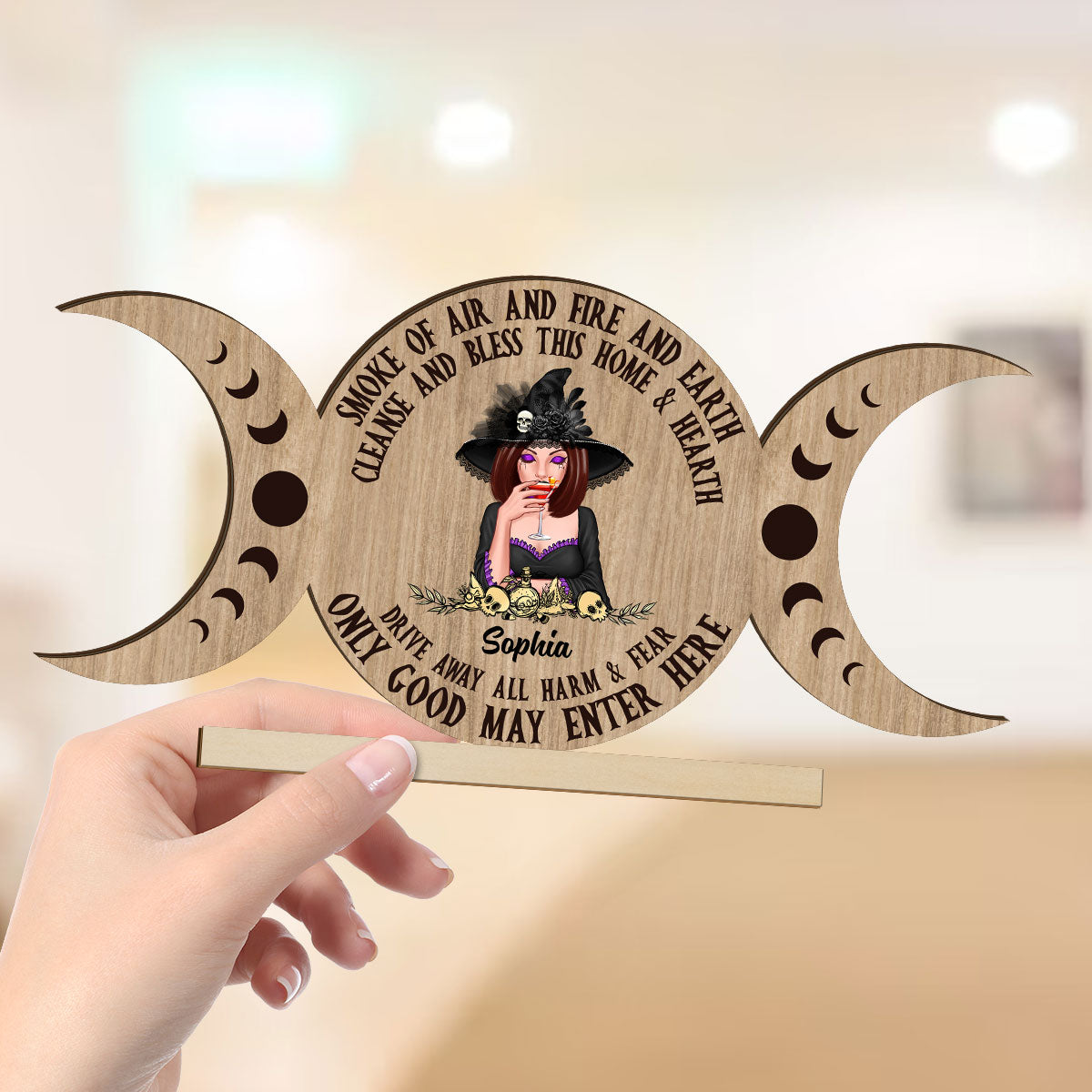 Only Good May Enter Here Wicca Home Decor Personalized Standing Wooden Plaque