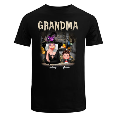Grandma Grandkids Halloween Background Personalized Shirt