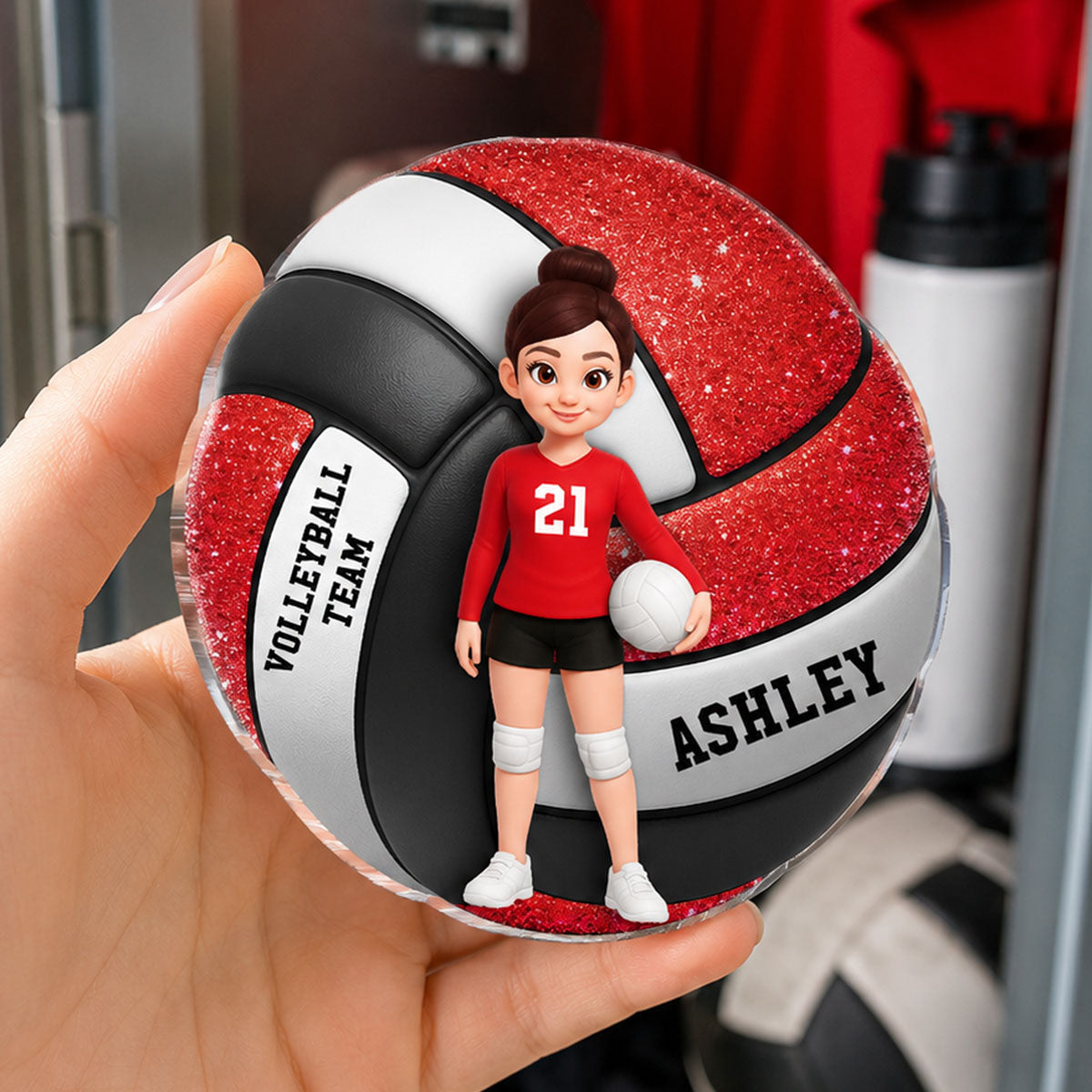 Volleyball Boy & Girl - Personalized Acrylic Locker Magnet - Back To School Gift For Daughters, Sons, Grandkids, Teenagers