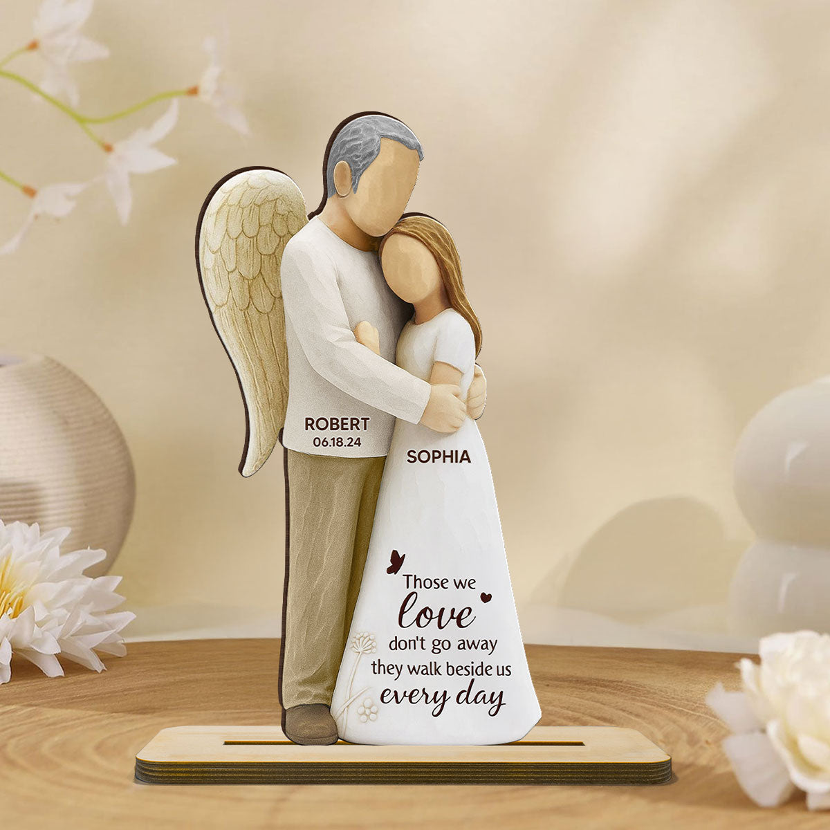Those We Love Don't Go Away Mom Dad 3D Effect Personalized Standing Wooden Plaque, Sympathy gift, Memorial keepsake