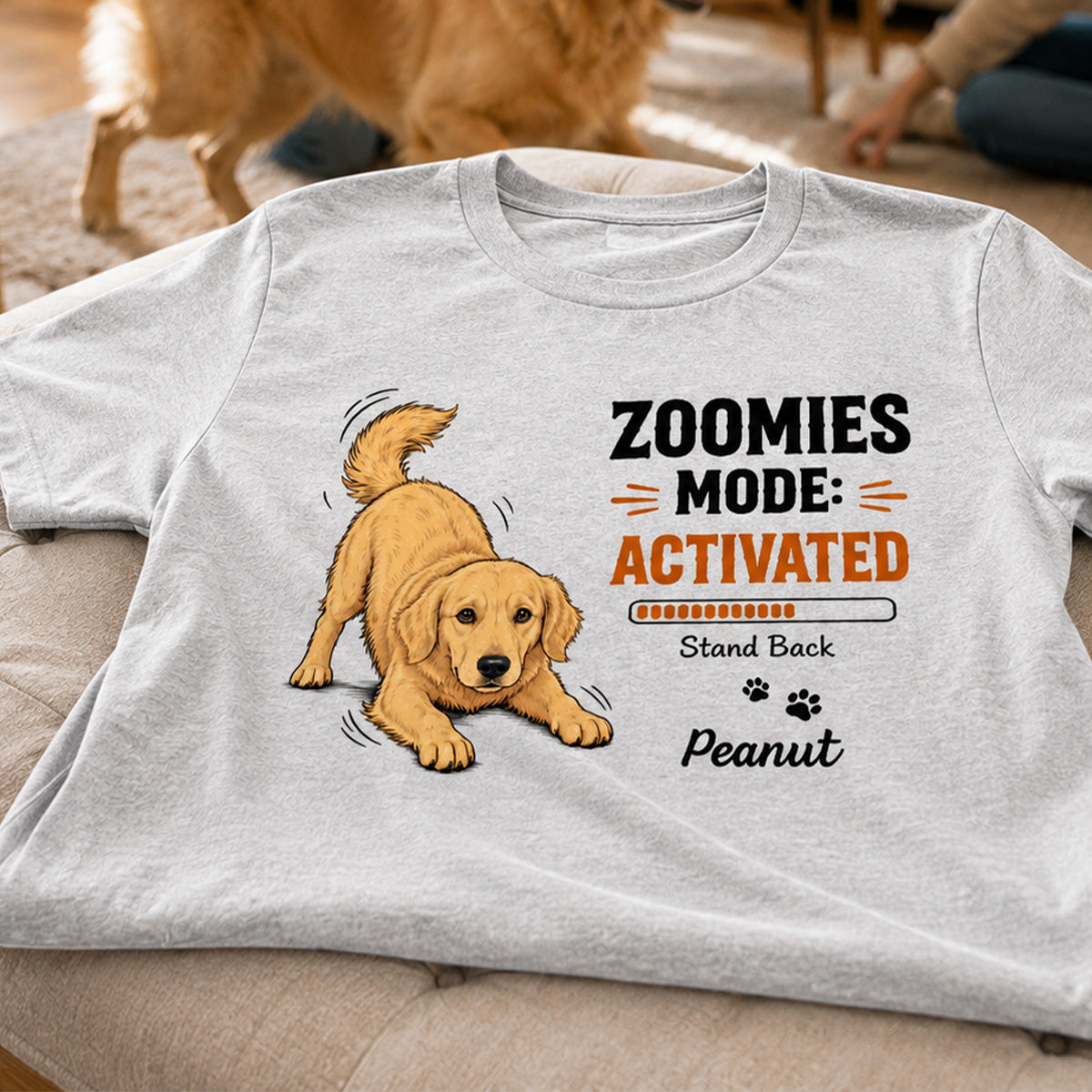 Zoomies Mode Activated Dog Play Bow Pose Custom Pet Photo - Personalized Shirt - Funny Gift For Dog Lover