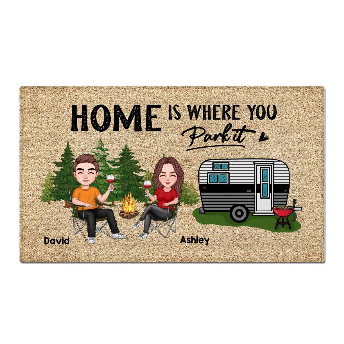 Couple Camping Personalized Doormat