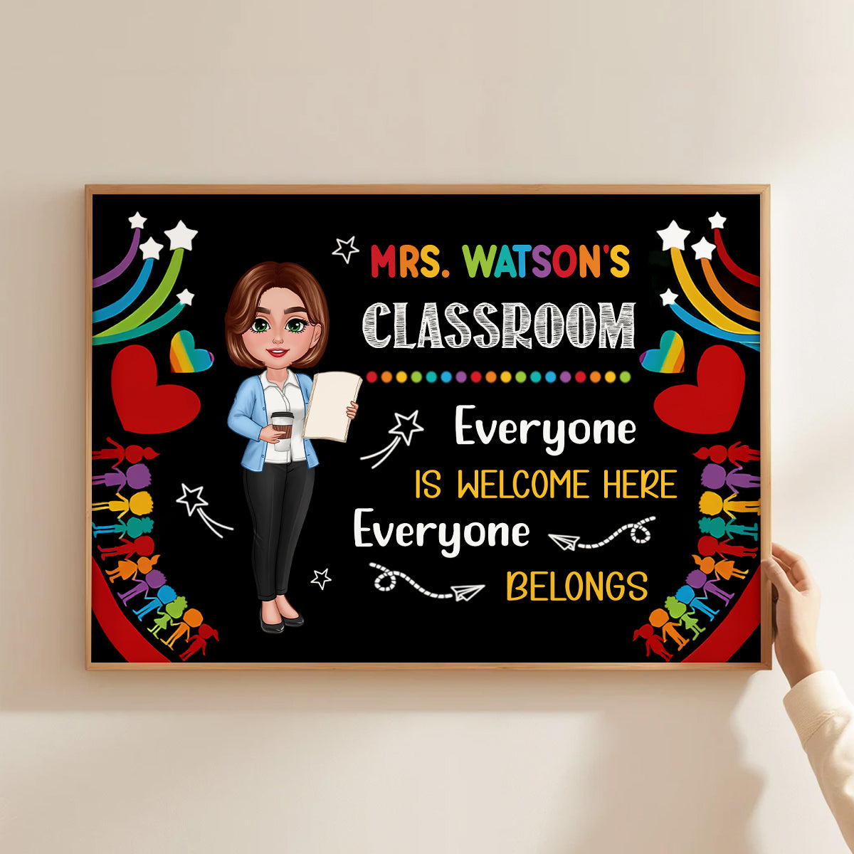 Teacher Classroom Everyone is Welcomed Here Personalized Poster, Back to School Gift for Teacher