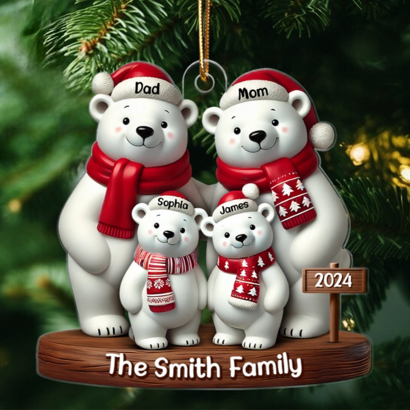 Polar Bears Christmas Family Personalized Acrylic Ornament
