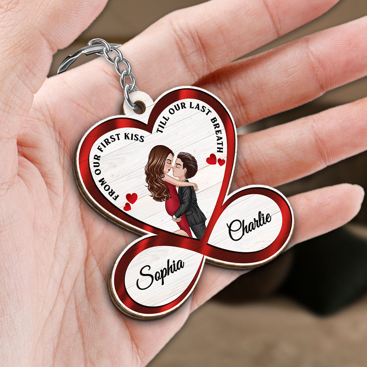Infinity Heart Doll Couple Hugging Kissing You And Me We Got This Personalized Wooden Keychain