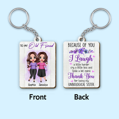To My Old Friend Doll Bestie Personalized Wooden Keychain