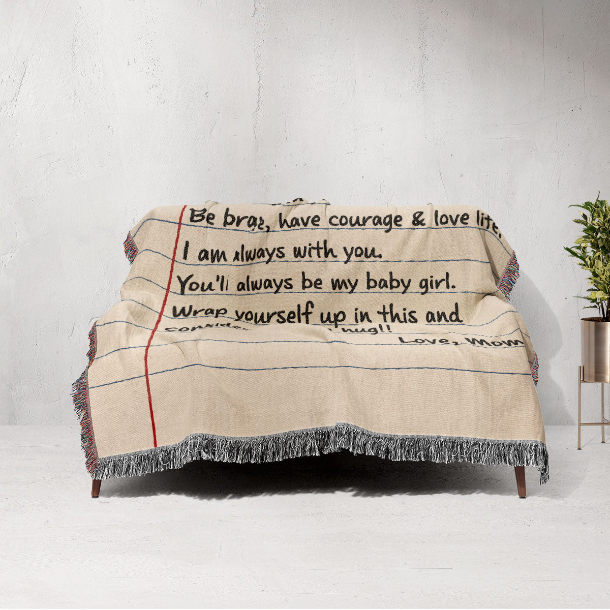 A Big Hug To My Daughter Letter Theme Personalized Tapestry Woven Blanket