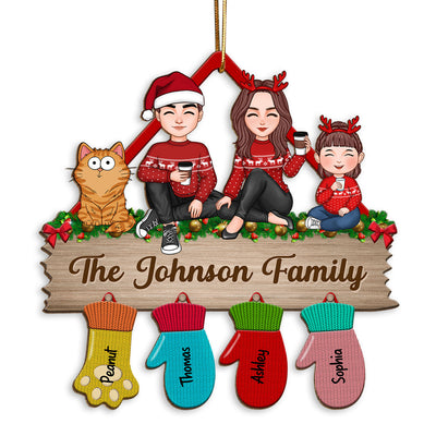 Family Peeking Christmas Glove - Personalized Ornament