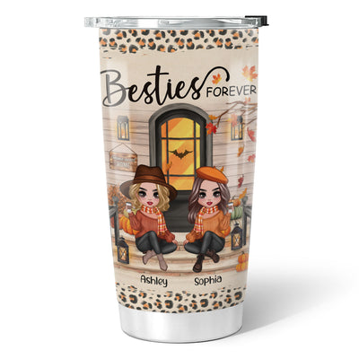 Fall Season Best Friends Sisters Front Porch Personalized Tumbler
