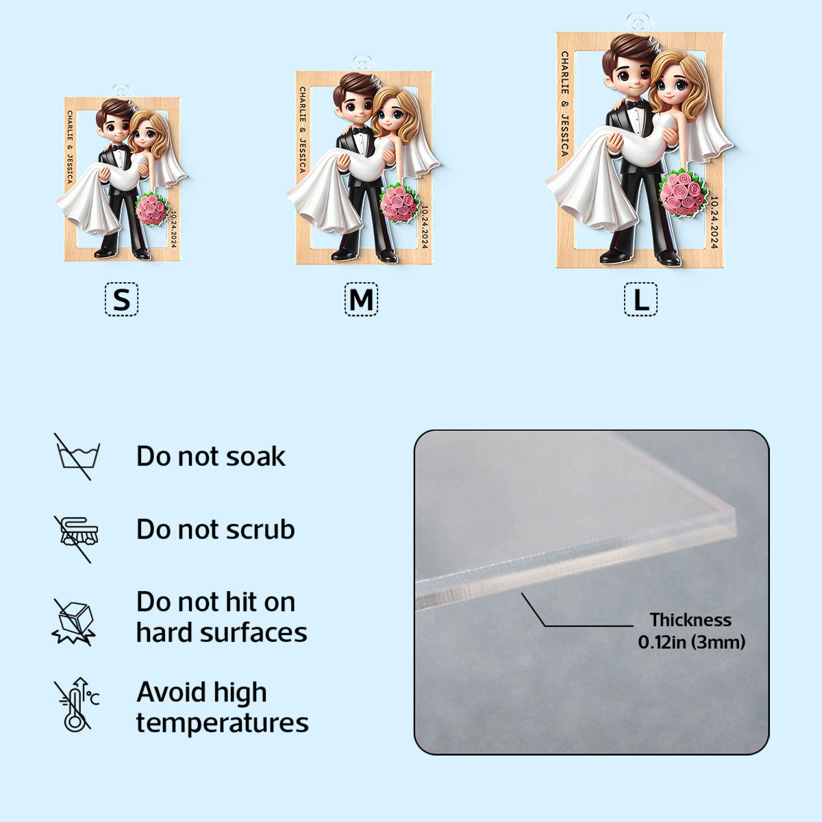 3D Effect Personalized Mr Mrs Married Couple Personalized 2-Layered Acrylic Keychain, Gift for him, Gift for her