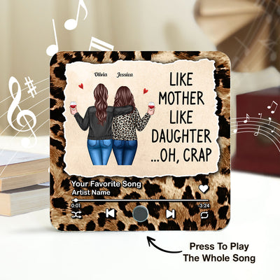 Like Mother Like Daughter Leopard Pattern Personalized Music Fridge Magnet, Funny Gift for Mom, Gift for her