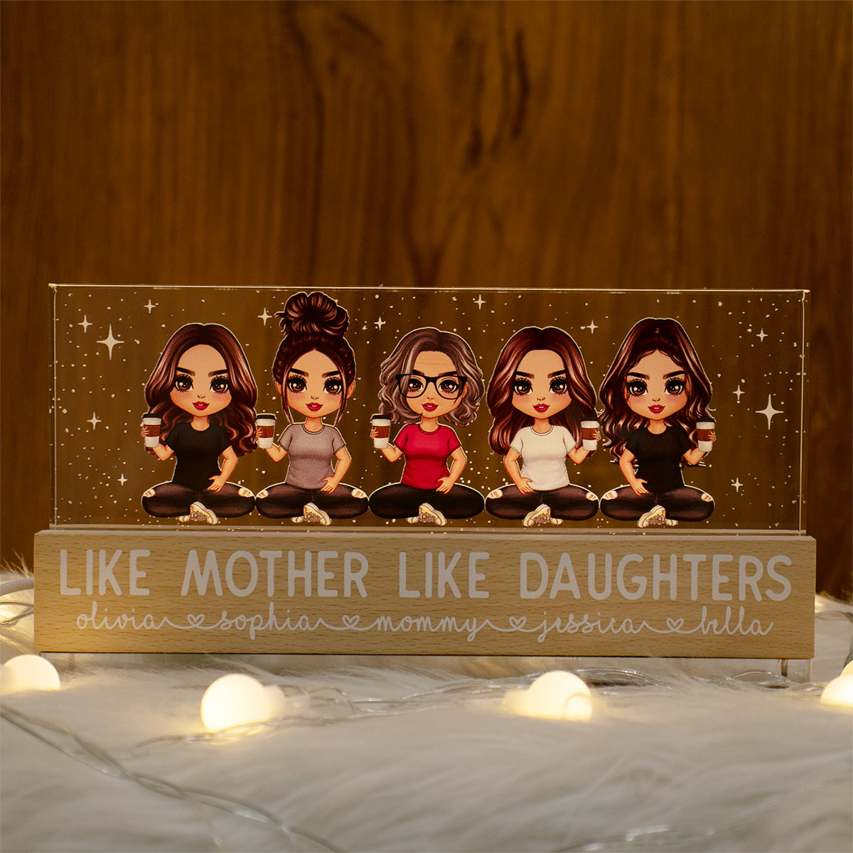 Like Mother Like Daughters Personalized Acrylic Block LED Night Light