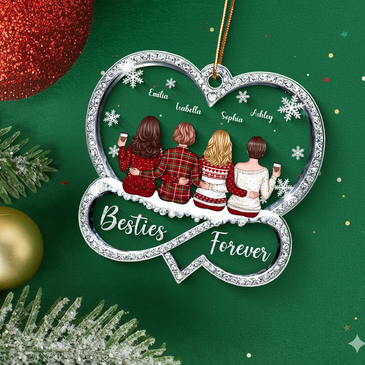 Sisters Forever Infinity Love 3D Crystal Effect - Personalized Acrylic Ornament - Christmas Gift for Sisters Siblings