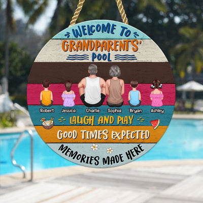 Welcome To Grandparents‘ Pool Summer Personalized Wooden Pool Sign