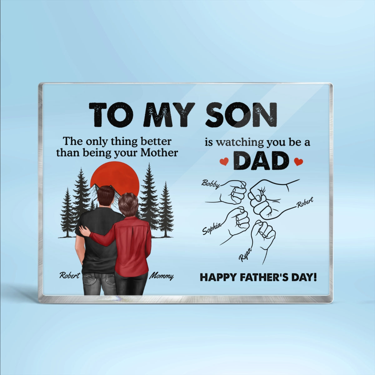 Retro Vintage Sunset To My Son Watching You Be A Dad - Personalized Acrylic Block Plaque - Father's Day Gift For Son