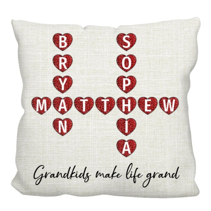 Grandkids Make Life Grand Crossword Puzzle Art Personalized Pillow