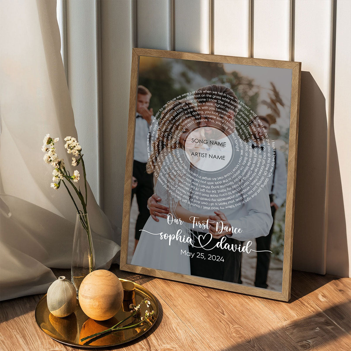 Vinyl Record Song Lyrics Art From Photo Personalized Poster, Wedding Anniversary  Gift For Him, For Her
