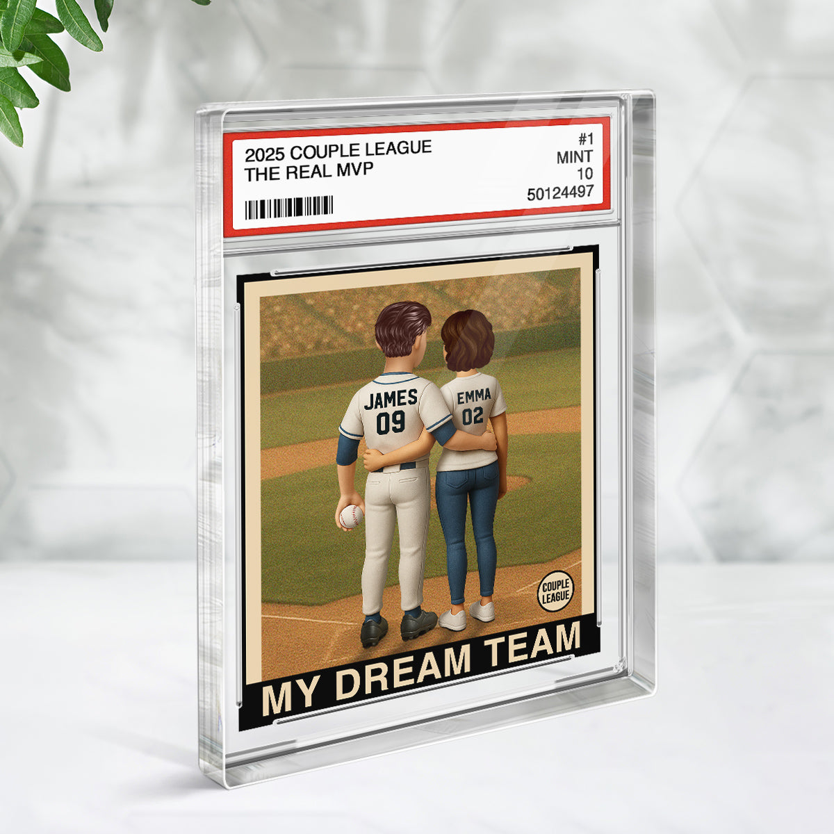 Always Your Biggest Fan Baseball Couple Trading Card Style Personalized Acrylic Block Plaque