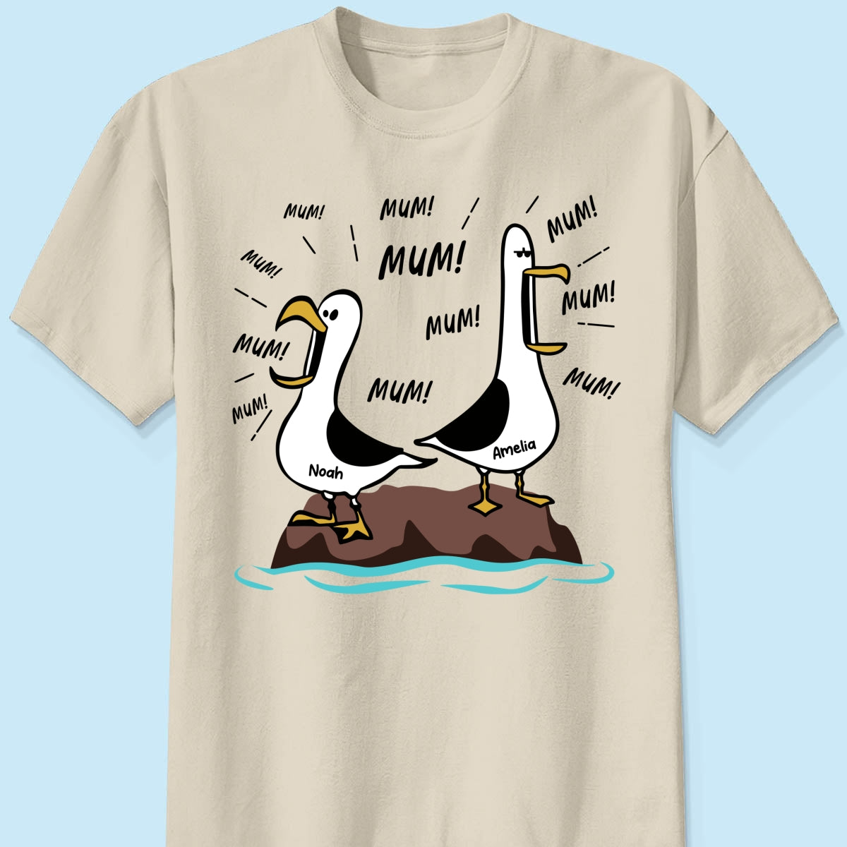 Seagull Mum Mum Mum Custom Name - Personalised Shirt - Funny Mother's Day Gift For Mum
