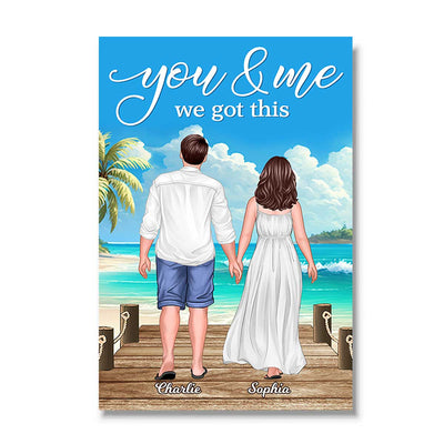 Couple Standing On The Bridge Beach Personalized Vertical Poster