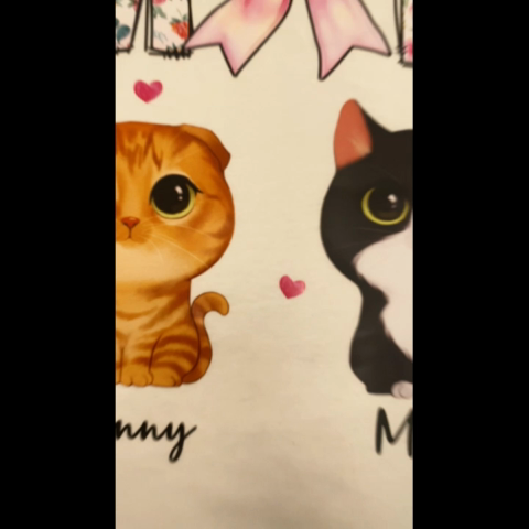 Cat Mom Pink Coquette Personalized Shirt, Watercolor Cute Cat, Gift for Cat Moms