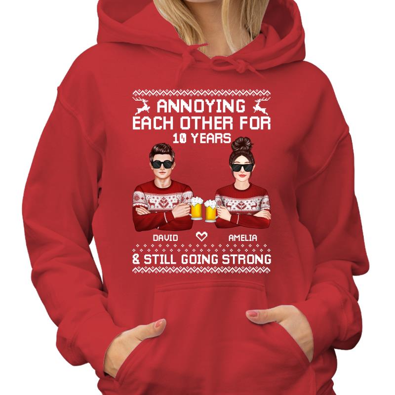 Annoying Each Other Ugly Sweater Pattern Christmas Personalized Shirt