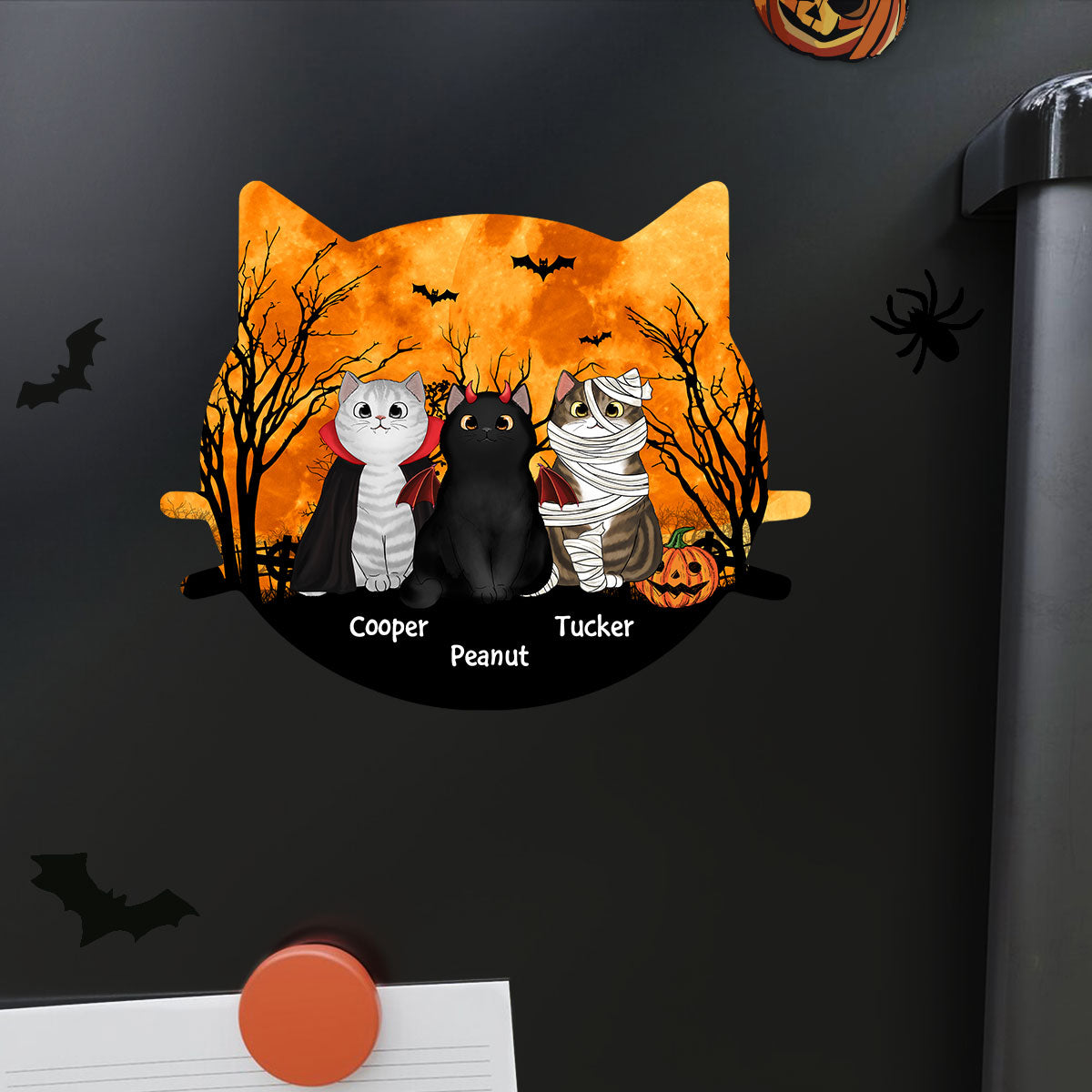 Halloween Cat Face Shaped Personalized Halloween Decal, Car Decal, Window Sticker, Halloween Decoration