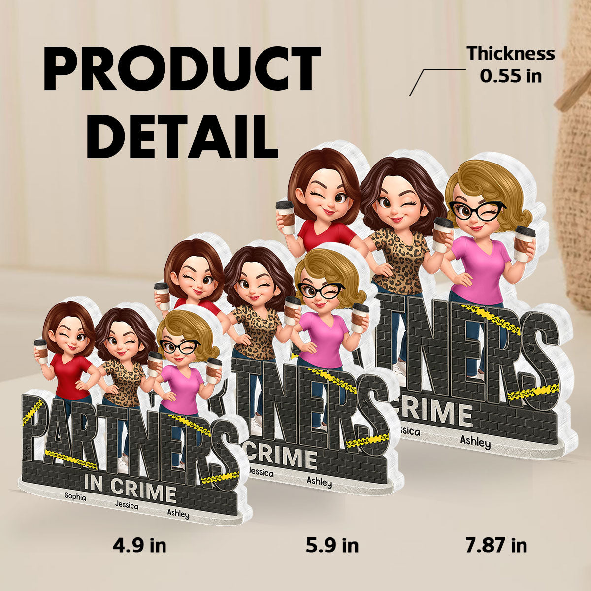 Partners In Crime Do Not Cross Besties Sisters - Personalized Acrylic Block Plaque