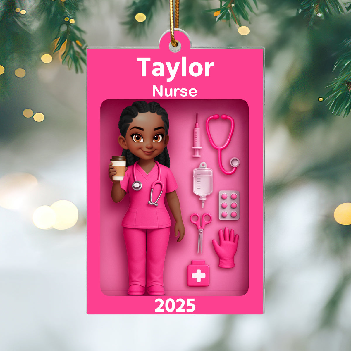 Personalized Nurse In Toy Box 3D Acrylic Ornament, Special Christmas Gift For Nurse, For Co-workers