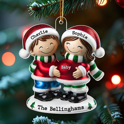2024 Pregnancy Ornament, Personalized We're Expecting Parents, Pregnant Christmas Ornament, Mom and Dad to Be Gift